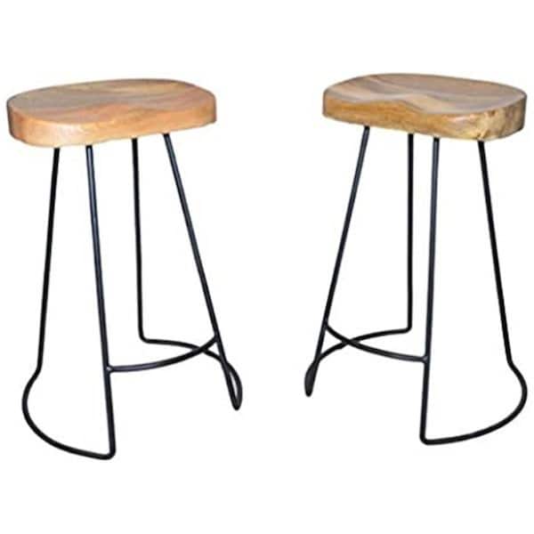 Kd Cajonera 25 in. Saga Counter Stool Natural & White - Set of 2 - KD3368974