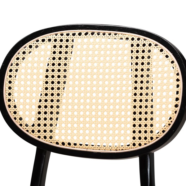 Baxton Studio Darrion Mid-Century Modern Cream Fabric and Black Finished Wood 2-Piece Counter Stool Set, PR - 235-2PC-13311-ZORO