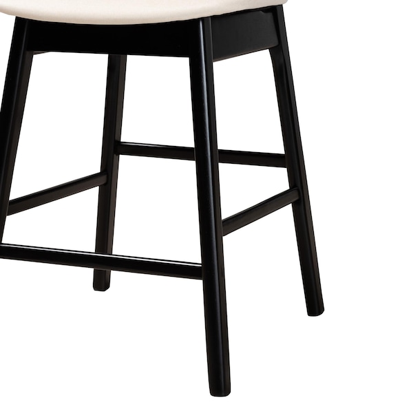 Baxton Studio Darrion Mid-Century Modern Cream Fabric and Black Finished Wood 2-Piece Counter Stool Set, PR - 235-2PC-13311-ZORO