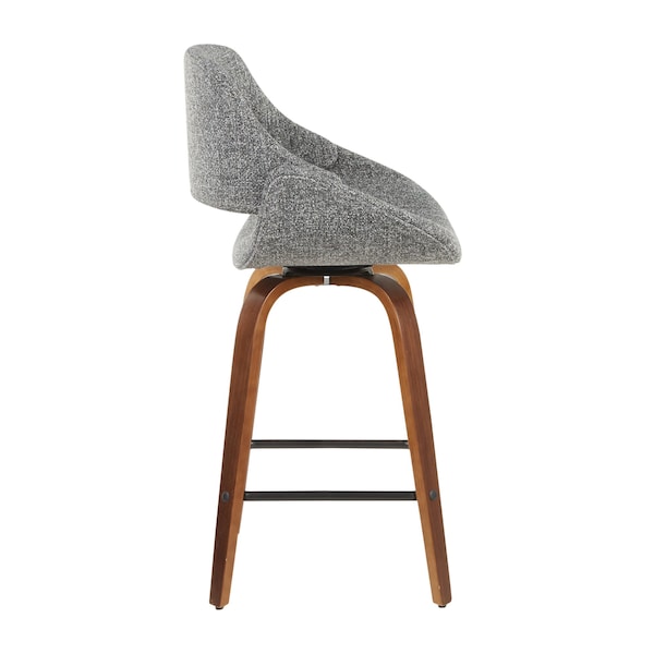 Lumisource Fabrico Counter Stool in Walnut and Grey Noise Fabric, PK 2 - B26-FBCO2X WLGY2