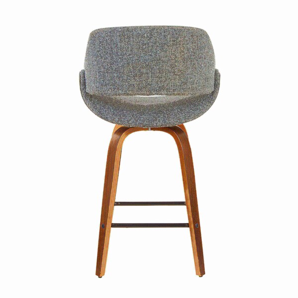 Lumisource Fabrico Counter Stool in Walnut and Grey Noise Fabric, PK 2 - B26-FBCO2X WLGY2