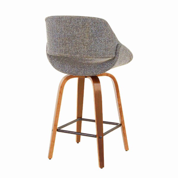 Lumisource Fabrico Counter Stool in Walnut and Grey Noise Fabric, PK 2 - B26-FBCO2X WLGY2