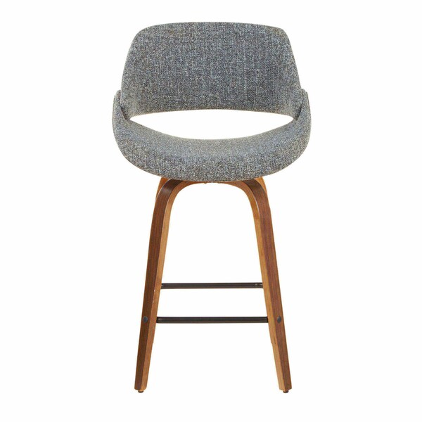 Lumisource Fabrico Counter Stool in Walnut and Grey Noise Fabric, PK 2 - B26-FBCO2X WLGY2