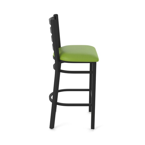 Holland Bar Stool Co 25" Stationary Counter Stool, Black Wrinkle, Canter Kiwi Green Seat - 40025BW009
