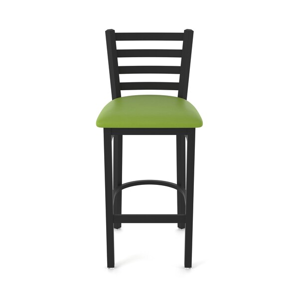 Holland Bar Stool Co 25" Stationary Counter Stool, Black Wrinkle, Canter Kiwi Green Seat - 40025BW009