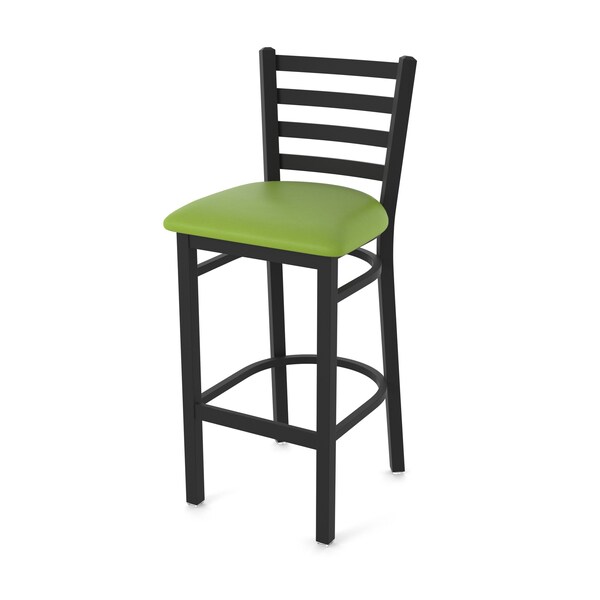 Holland Bar Stool Co 25" Stationary Counter Stool, Black Wrinkle, Canter Kiwi Green Seat - 40025BW009