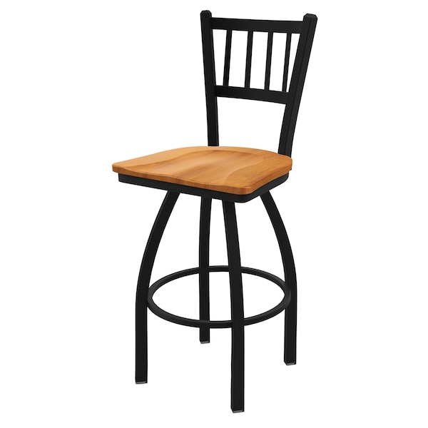 Holland Bar Stool Co 25" Swivel Counter Stool, Black Wrinkle, Med Maple Seat - 81025BWMEDMPL