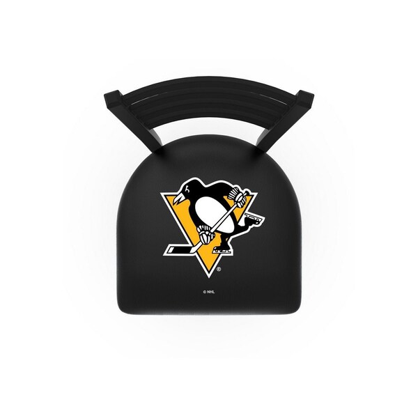 Holland Bar Stool Co 25" Blk Wrinkle Pittsburgh Penguins Station Counter Stool, Ladder Back - L00425PITPEN