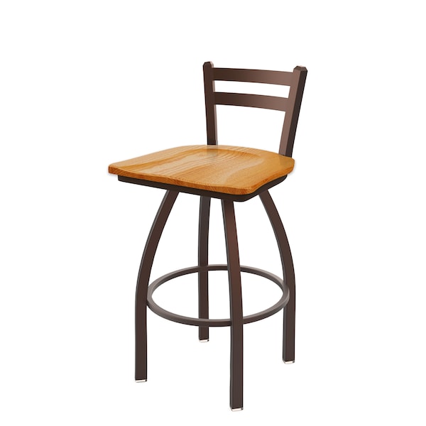 Holland Bar Stool Co 25" Low Back Swivel Counter Stool, Bronze Finish, Med Oak Seat - 41125BZMEDOAK