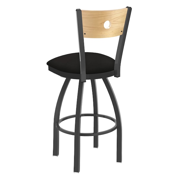 Holland Bar Stool Co 25" Swivel Counter Stool, Pewter Finish, Nat Back, Canter Espresso Seat - 83025PWNATMPLB003