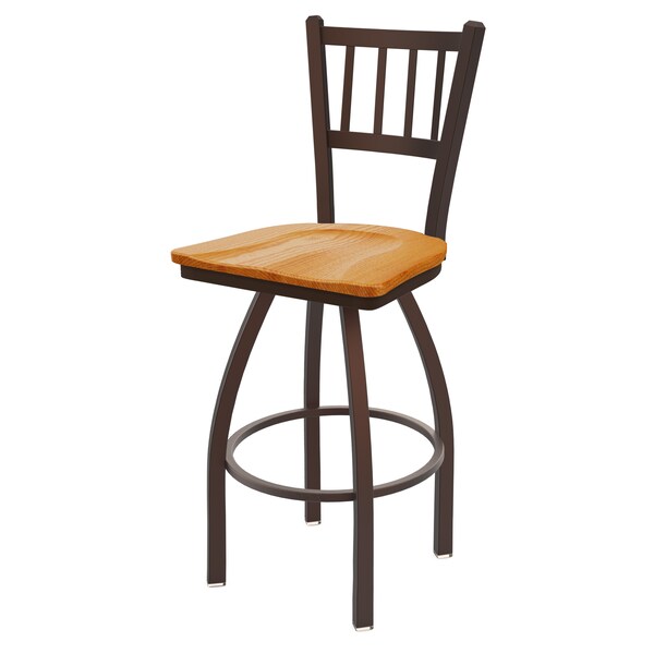 Holland Bar Stool Co 25" Swivel Counter Stool, Bronze Finish, Med Oak Seat - 81025BZMEDOAK