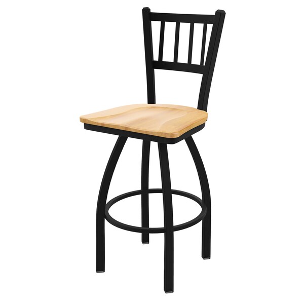 Holland Bar Stool Co 25" Swivel Counter Stool, Black Wrinkle, Nat Maple Seat - 81025BWNATMPL