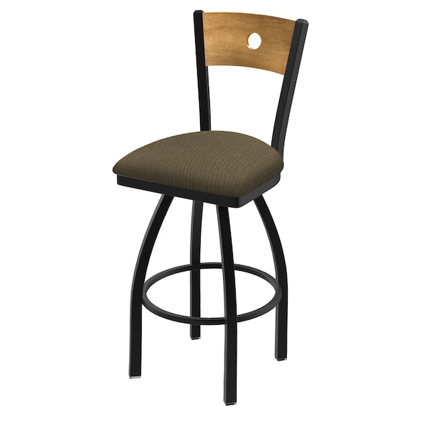 Holland Bar Stool Co 25" Swivel Counter Stool, Black Wrinkle, Med Back, Graph Cork Seat - 83025BWMEDMPLB017