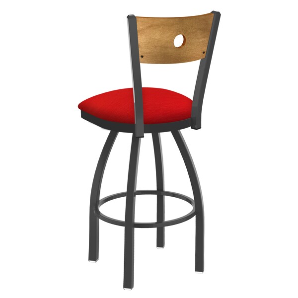 Holland Bar Stool Co 25" Swivel Counter Stool, Pewter Finish, Med Back, Canter Red Seat - 83025PWMEDMPLB011