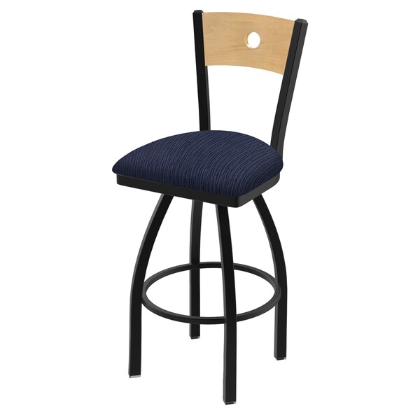 Holland Bar Stool Co 25" Swivel Counter Stool, Black Wrinkle, Nat Back, Graph Anchor Seat - 83025BWNATMPLB014