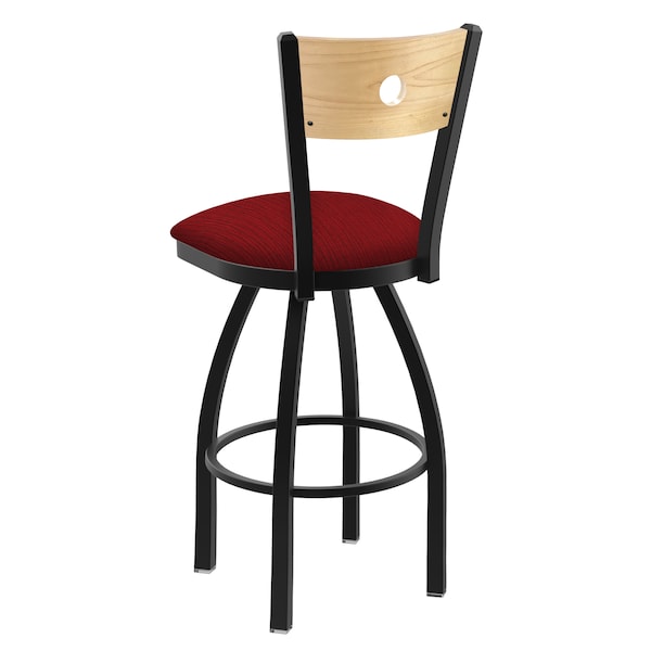 Holland Bar Stool Co 25" Swivel Counter Stool, Black Wrinkle, Nat Back, Graph Ruby Seat - 83025BWNATMPLB016