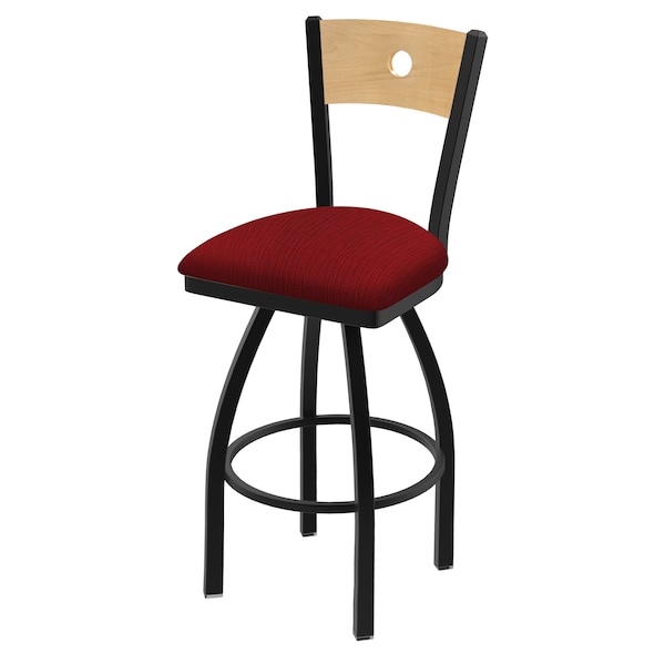 Holland Bar Stool Co 25" Swivel Counter Stool, Black Wrinkle, Nat Back, Graph Ruby Seat - 83025BWNATMPLB016