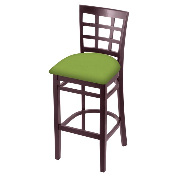 Holland Bar Stool Co 25" Counter Stool, Dark Cherry Finish, Canter Kiwi Green Seat - 313025DC009