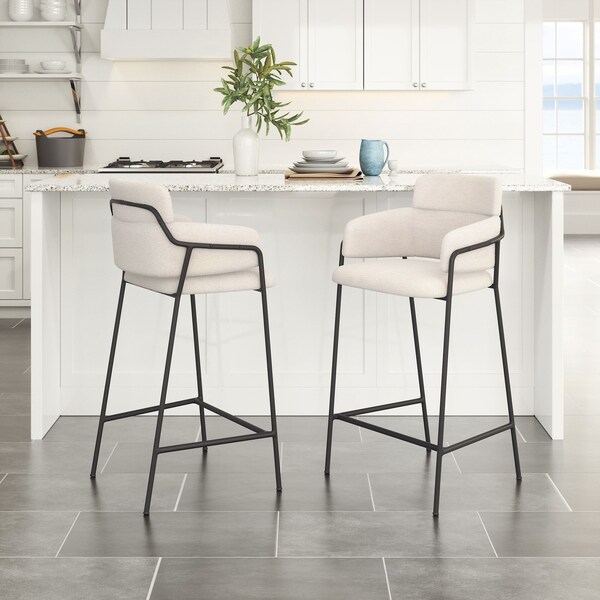 Zuo Modern Marcel Counter Stool Set Of 2 Cream - 109665
