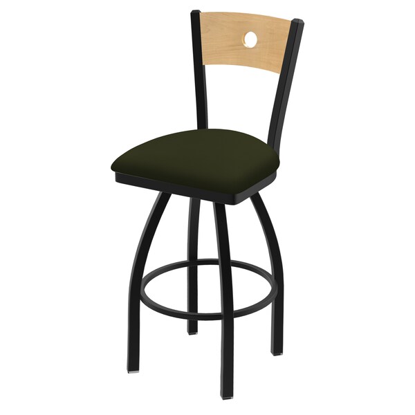 Holland Bar Stool Co 25" Swivel Counter Stool, Black Wrinkle, Nat Back, Canter Pine Seat - 83025BWNATMPLB010