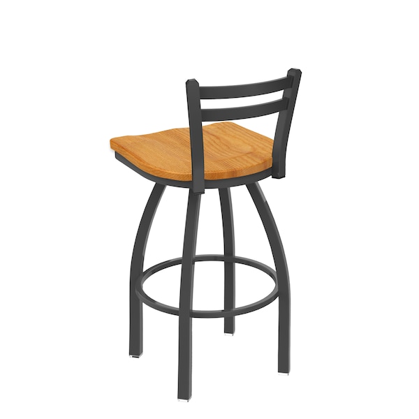 Holland Bar Stool Co 25" Low Back Swivel Counter Stool, Pewter Finish, Med Oak Seat - 41125PWMEDOAK