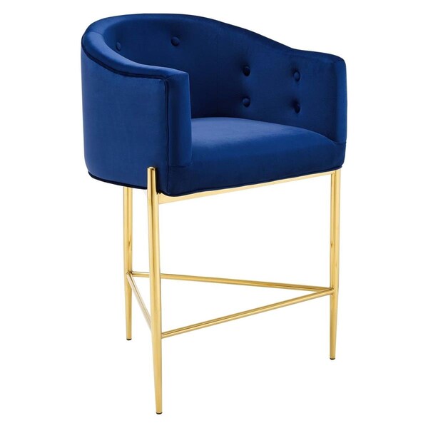 Modway Furniture Savour Tufted Performance Velvet Counter Stool, Navy - EEI-3910-NAV