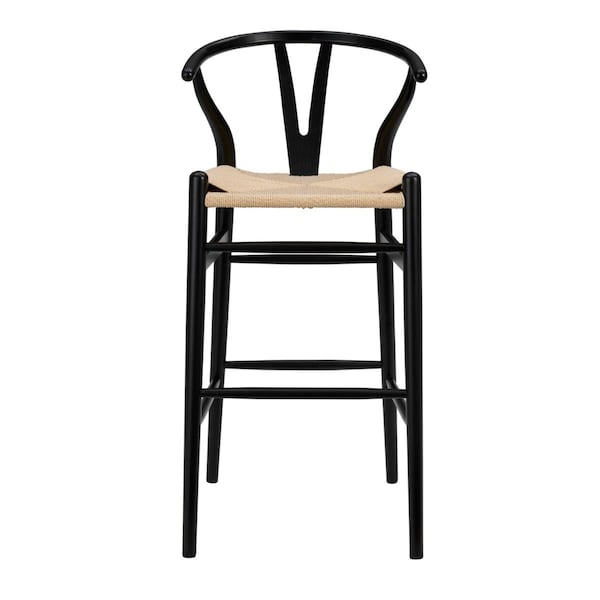 Homeroots 42 in. Solid Wood & Natural Counter Stool Black - 357504