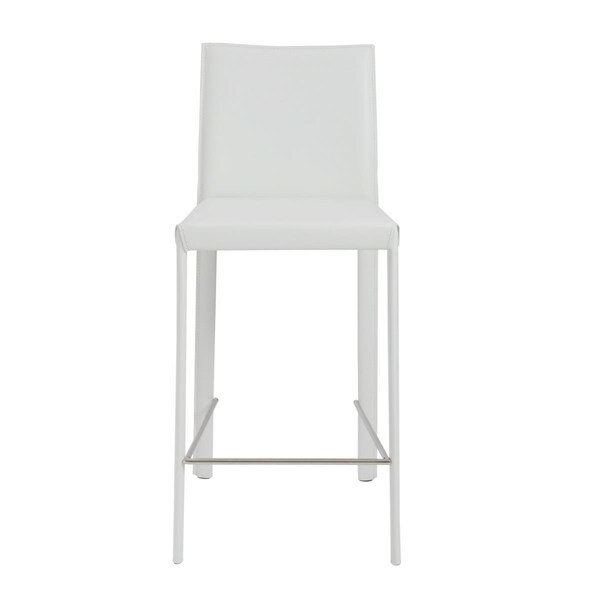 Homeroots Full Faux Leather Counter Stools, White - Set of 2 - 400613
