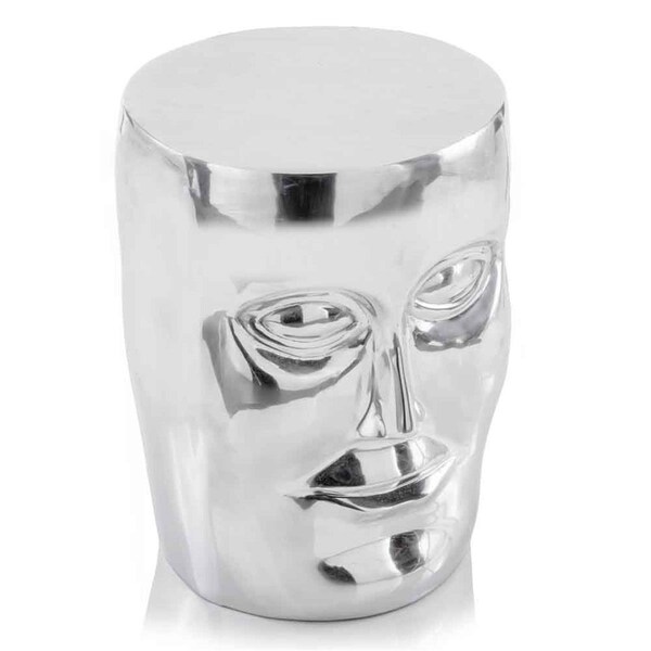 Homeroots 13 x 13 x 18 in. Silver Cara Alum Face Stool - 354674