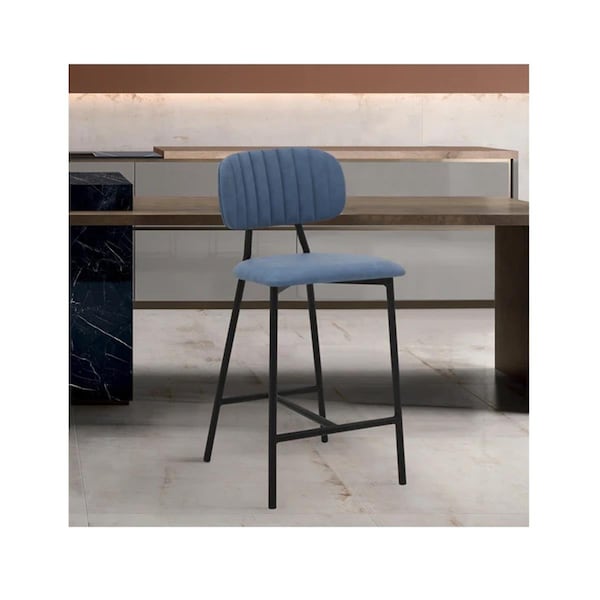 Newalthlete 26 in. Rococo Gray Faux Leather & Metal Counter Height Bar Stool - NE2758090