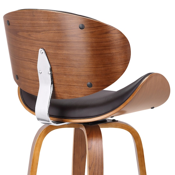 Armen Living Solvang 26" Swivel Brown Faux Leather and Walnut Wood Counter Stool - LCSLBABRWA26