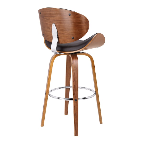 Armen Living Solvang 26" Swivel Brown Faux Leather and Walnut Wood Counter Stool - LCSLBABRWA26
