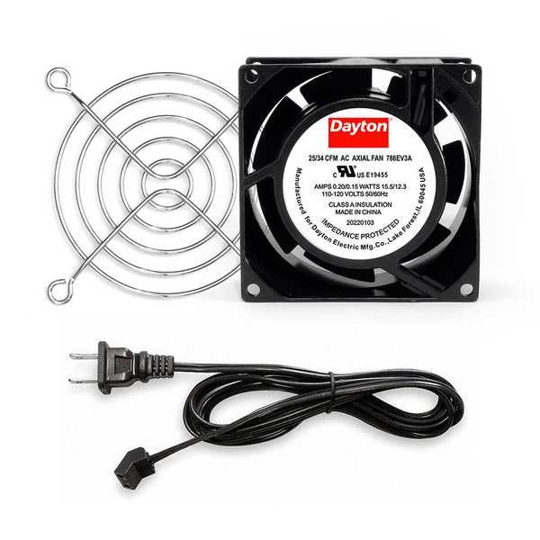 Dayton Square Axial Fan Kit, 120V AC, Cast Aluminum, 3 5/8 in W. - 786EV3