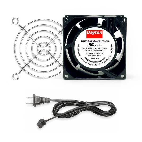 Dayton Square Axial Fan Kit, 120V AC, Cast Aluminum, 3 1/8 in W. - 786EU6