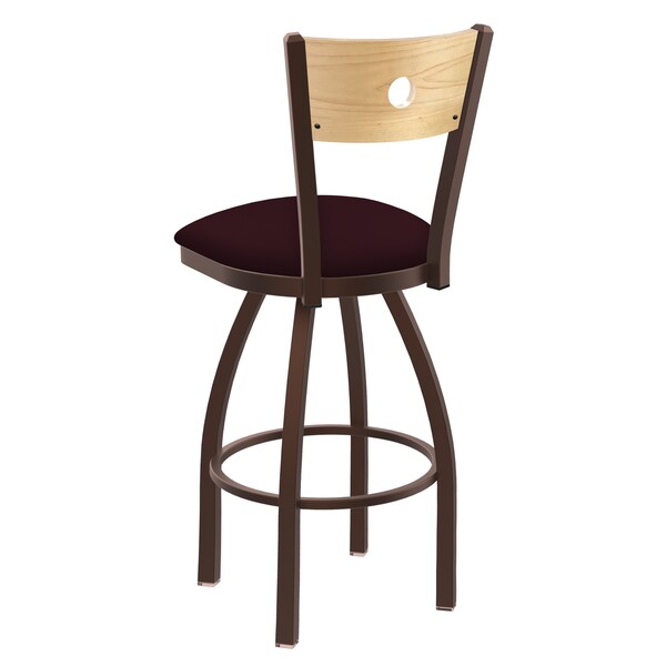 Holland Bar Stool Co 25" Swivel Counter Stool, Bronze Finish, Nat Back, Canter Bordeaux Seat - 83025BZNATMPLB005