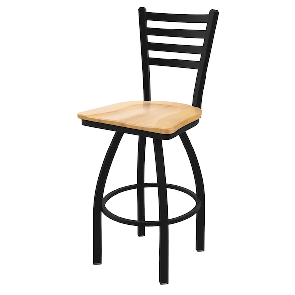 Holland Bar Stool Co 25" Swivel Counter Stool, Black Wrinkle, Nat Maple Seat - 41025BWNATMPL