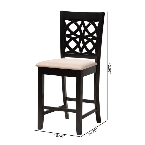 Baxton Studio Abigail Modern Beige Fabric and Dark Brown Finished Wood 2-Piece Counter Stool Set, PR - 230-2PC-13192-ZORO