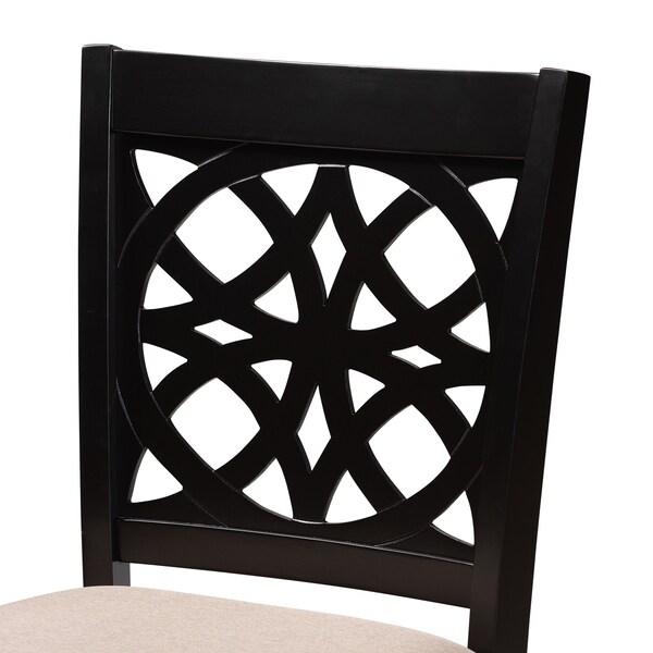 Baxton Studio Abigail Modern Beige Fabric and Dark Brown Finished Wood 2-Piece Counter Stool Set, PR - 230-2PC-13192-ZORO