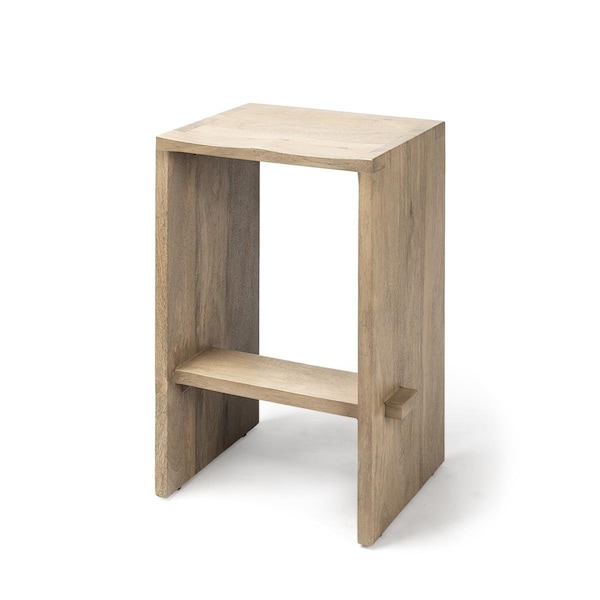 Homeroots 26 in. Minimal Light Brown Wood Counter Stool - 393425