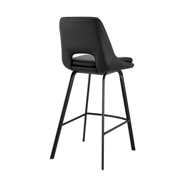 Armen Living Carise Black Faux Leather and Black Metal Swivel 26" Counter Stool - LCCABABLBL26