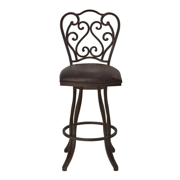 Armen Living Celeste 26" Counter Height Metal Swivel Barstool in Bandero Espresso Fabric and Auburn Bay Finish - LCCEBAES26
