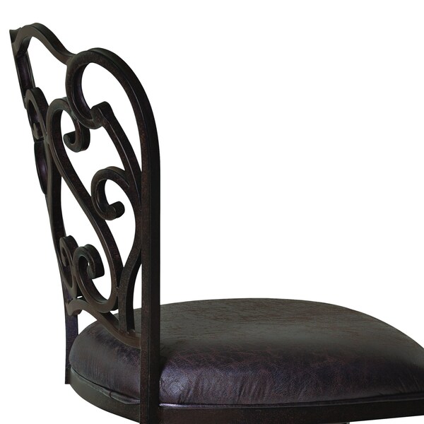Armen Living Celeste 26" Counter Height Metal Swivel Barstool in Bandero Espresso Fabric and Auburn Bay Finish - LCCEBAES26