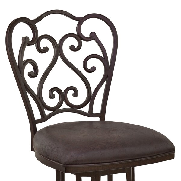 Armen Living Celeste 26" Counter Height Metal Swivel Barstool in Bandero Espresso Fabric and Auburn Bay Finish - LCCEBAES26