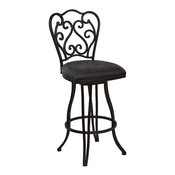 Armen Living Celeste 26" Counter Height Metal Swivel Barstool in Bandero Espresso Fabric and Auburn Bay Finish - LCCEBAES26