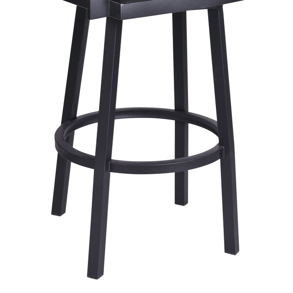 Armen Living Balboa 26" Counter Height Swivel Vintage Black Faux Leather and Metal Bar Stool with Arms - LCBBARBABLVB26