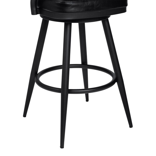 Armen Living Amador 26" Counter Height Barstool in a Black Powder Coated Finish and Vintage Black Faux Leather - 721535746965
