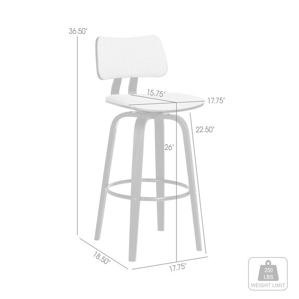 Armen Living Pico 26" Swivel Black Wood Counter Stool in Light Gray Fabric with Black Metal - LCPIBABLKLTGR26