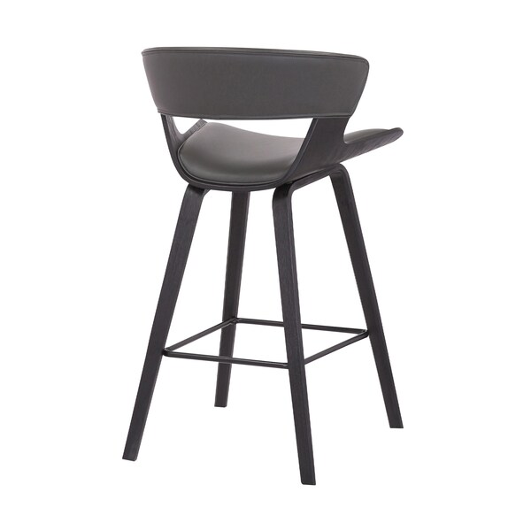 Armen Living Jagger Modern 26" Black Wood and Gray Faux Leather Counter Height Barstool - LCJGBABLGR26