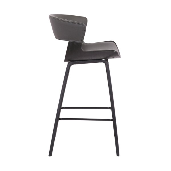 Armen Living Jagger Modern 26" Black Wood and Gray Faux Leather Counter Height Barstool - LCJGBABLGR26