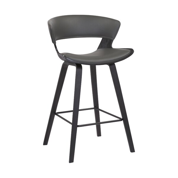 Armen Living Jagger Modern 26" Black Wood and Gray Faux Leather Counter Height Barstool - LCJGBABLGR26